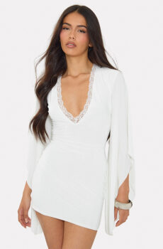 Solid color casual lace flared long-sleeved bodycon dress